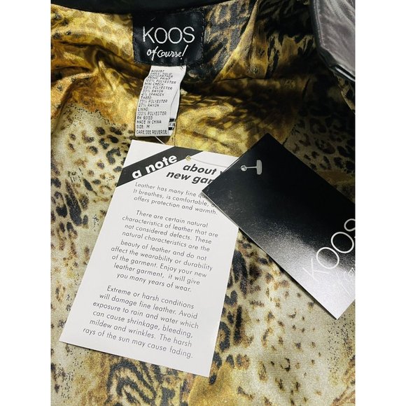 KOOS OF COURSE ART TO WEAR MOTO JACKET Tweed Animal Print Leather BLAZER Medium - Picture 8 of 11